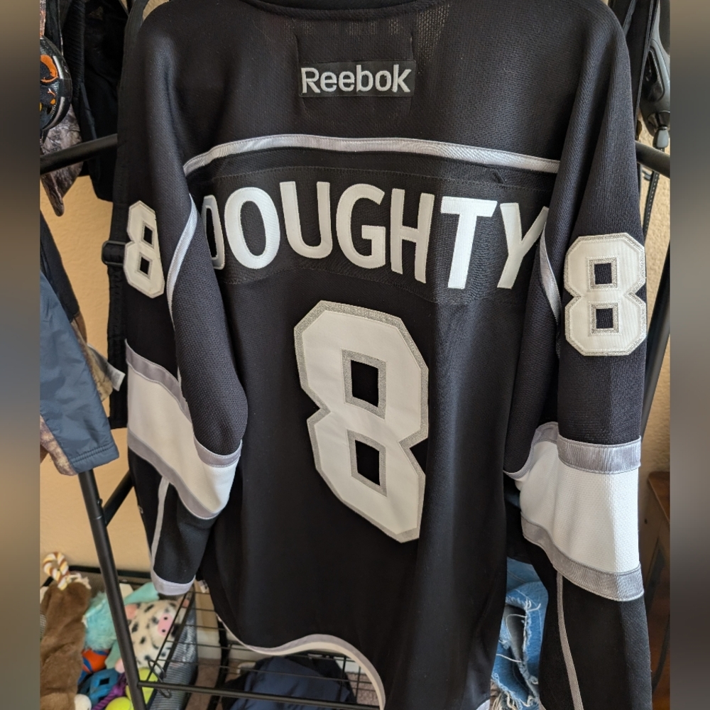 Reebok Black and White Kings Doughty Hockey Jersey